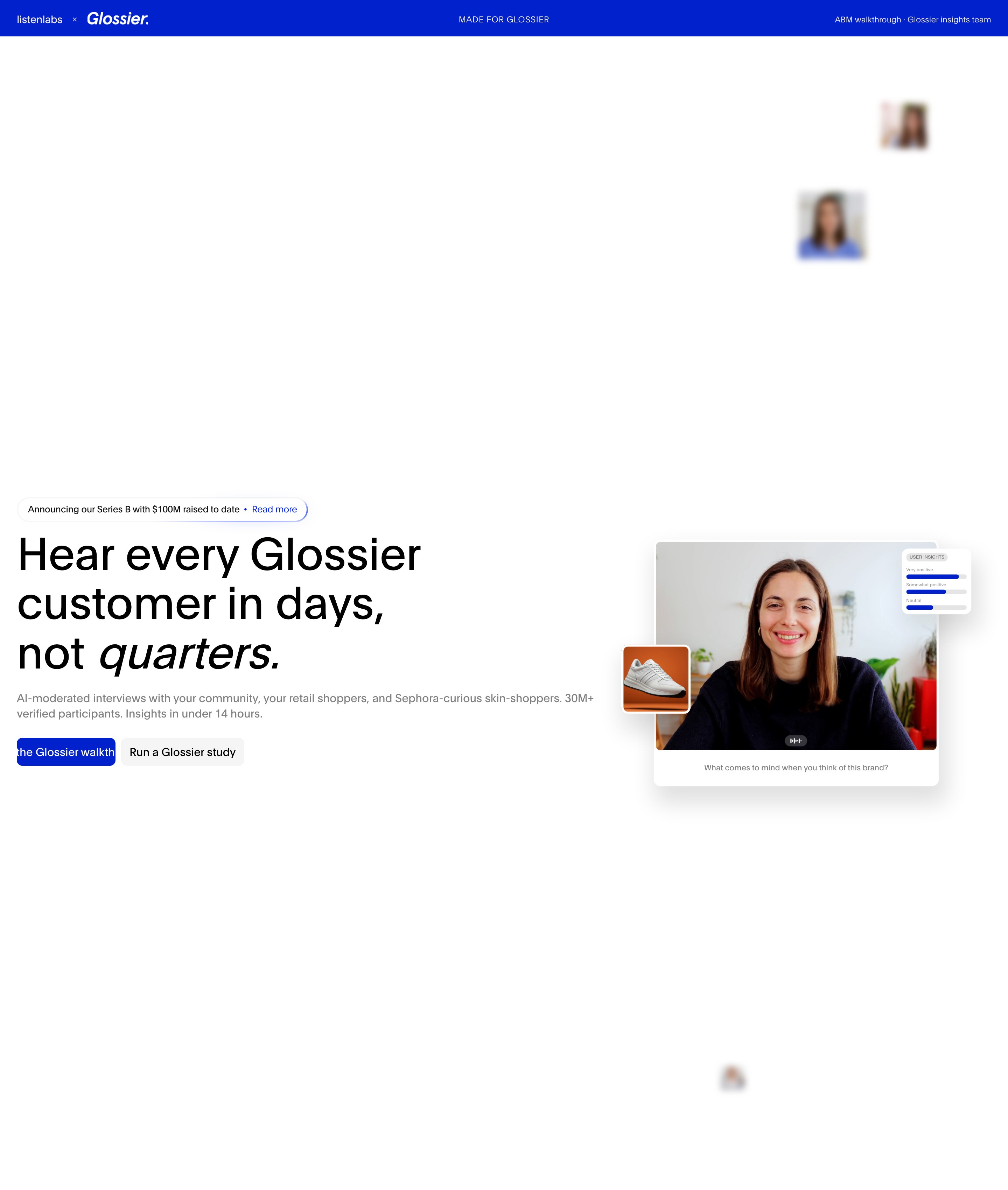 Glossier landing page